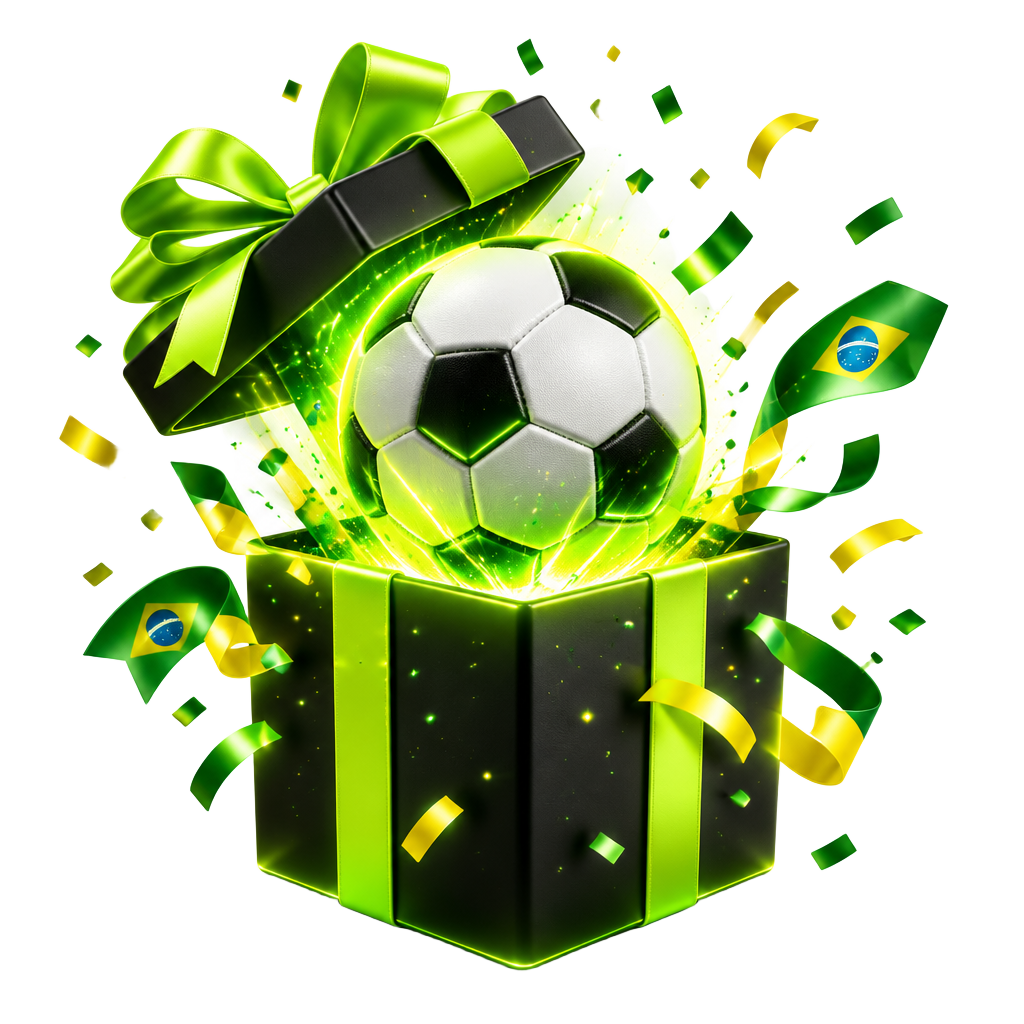 Glowing gift box with a football